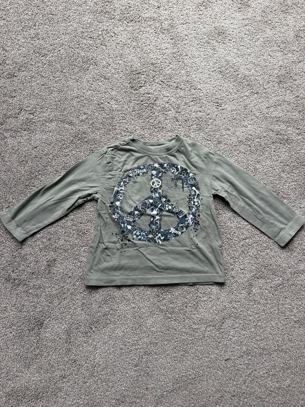 Place Olive Green Long Sleeve Tee with Peace Sign